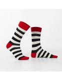 Cream and black striped men\'s socks SM21 - Online store - Boutique